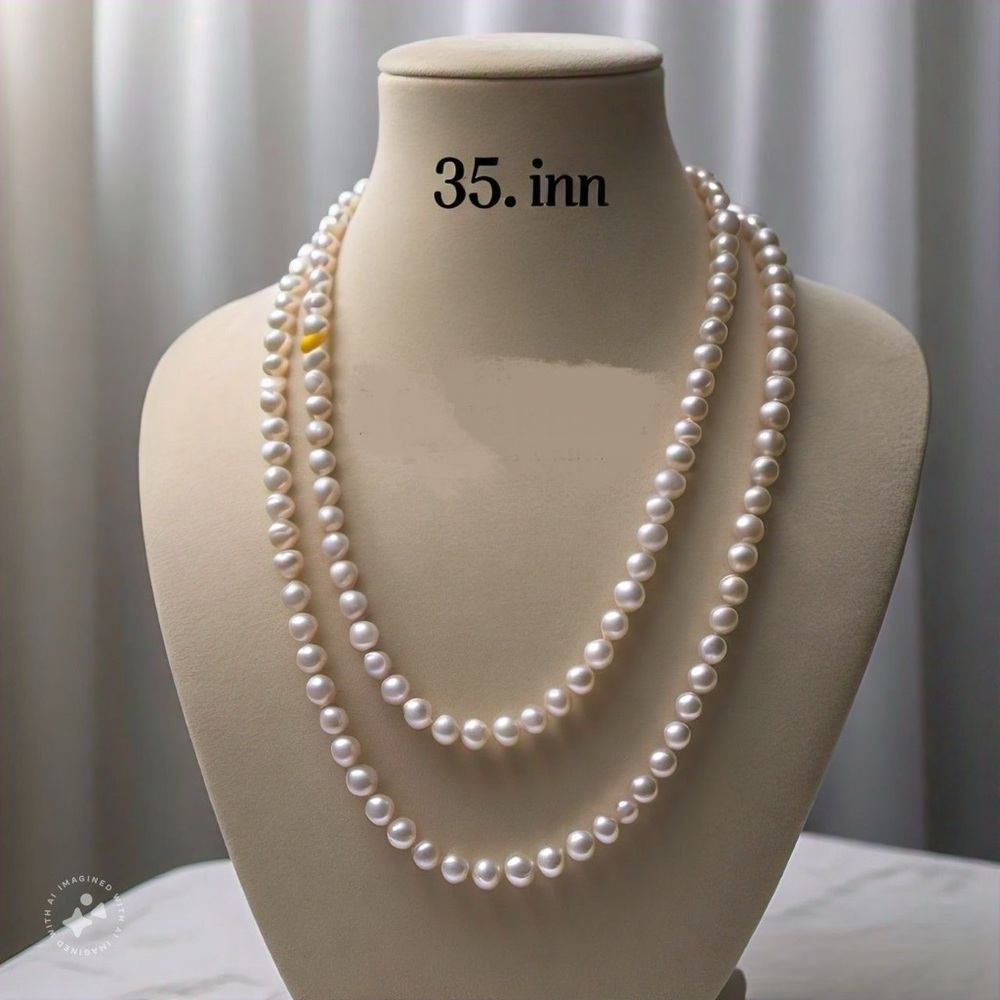 35-inch long pearl necklace eggshell cream white jewelry costume
